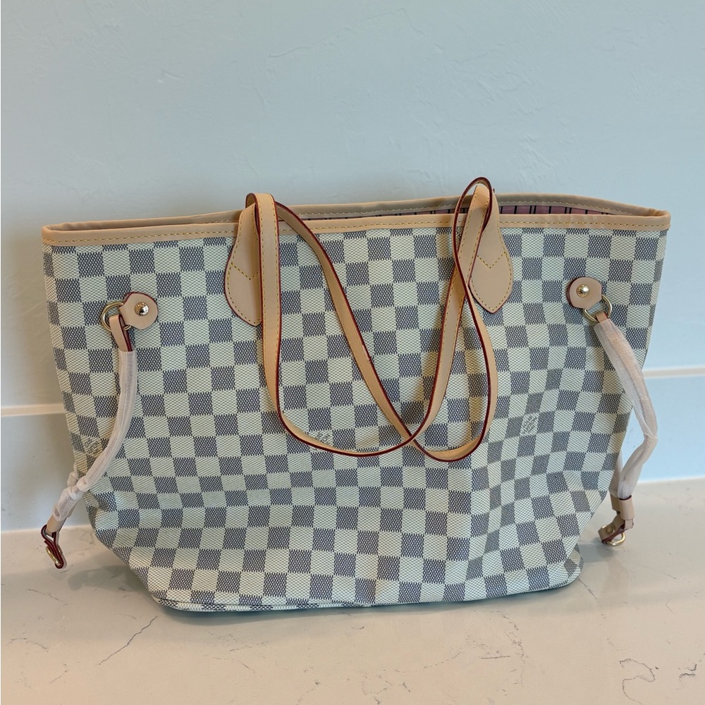 Damier Azur Checkered neverfull Tote Bag